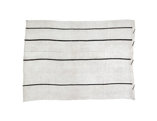 6x8 Black White Kilim Rug, Turkish Kilim Hemp, Vintage Kilim Striped, Turkish White Hemp Kilim Rug, Contemporary, Living Room, 5800