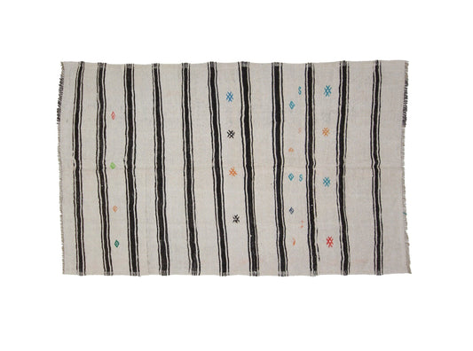 6x9 White Striped Hemp Kilim Rug, Vintage Hemp Rug, Turkish Hemp Kilim Rug, Floor Hemp Kilim Rug, Contemporary,Modern Rug,7848