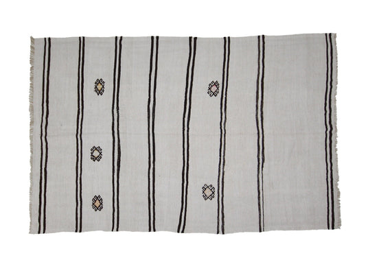 6x9 Area Kilim rug, Turkish Vintage Hemp Kilim rug,White Black Kilim rug , Bedroom rug, Minimalist decor,6283