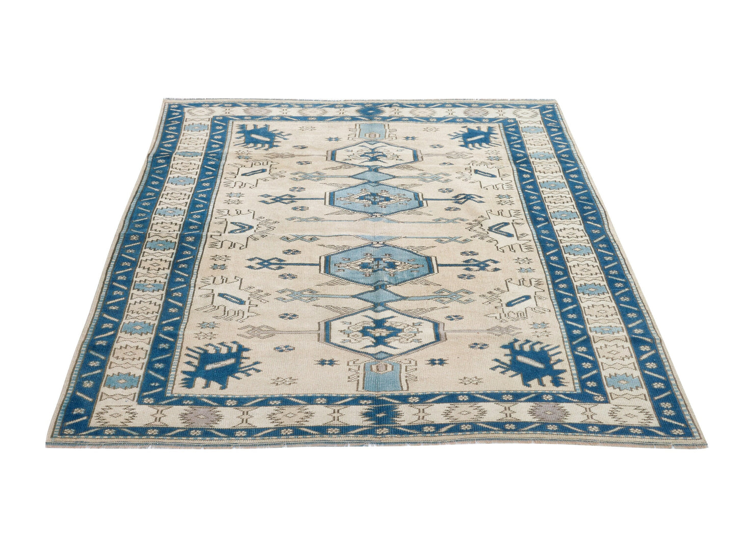 Turkish Rug 5x6, Vintage Oushak Rug, Handmade Area Antique Rug, Turkey Rug, Living Room Rug, Neutral Floor Rug, Scandinavian Rug, 9097