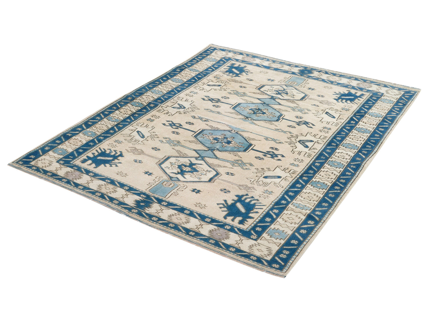 Turkish Rug 5x6, Vintage Oushak Rug, Handmade Area Antique Rug, Turkey Rug, Living Room Rug, Neutral Floor Rug, Scandinavian Rug, 9097