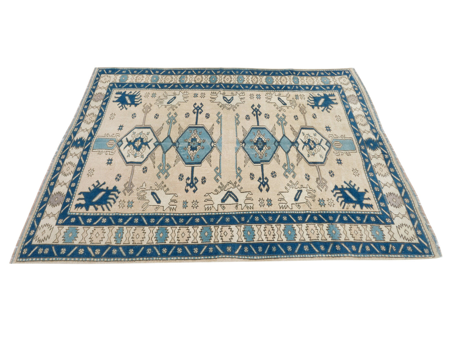 Turkish Rug 5x6, Vintage Oushak Rug, Handmade Area Antique Rug, Turkey Rug, Living Room Rug, Neutral Floor Rug, Scandinavian Rug, 9097