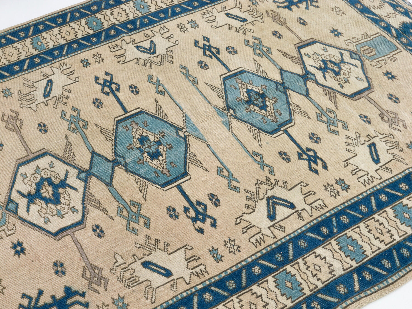 Turkish Rug 5x6, Vintage Oushak Rug, Handmade Area Antique Rug, Turkey Rug, Living Room Rug, Neutral Floor Rug, Scandinavian Rug, 9097