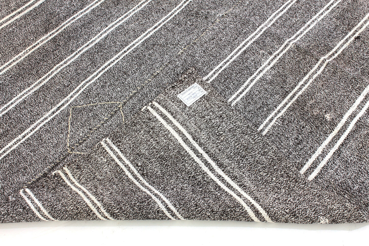 Unique One of a kind Goat Hair Gray Modern Area Vintage Turkish Kilim Rug 5x7, 6261