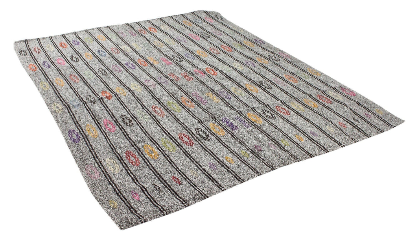 6x8 Gray Vintage Turkish Area Floor Kilim Rug, 6260
