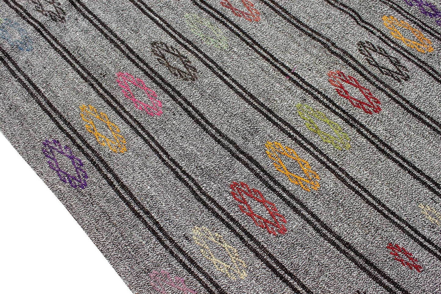 6x8 Gray Vintage Turkish Area Floor Kilim Rug, 6260