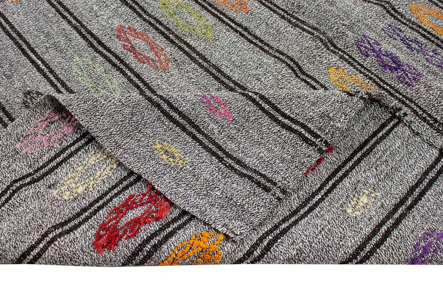 6x8 Gray Vintage Turkish Area Floor Kilim Rug, 6260