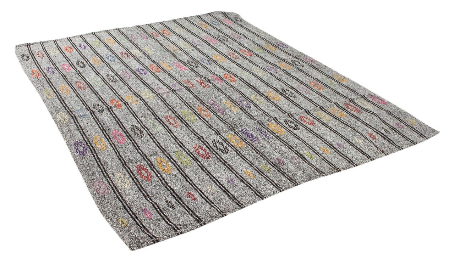 6x8 Gray Vintage Turkish Area Floor Kilim Rug, 6260