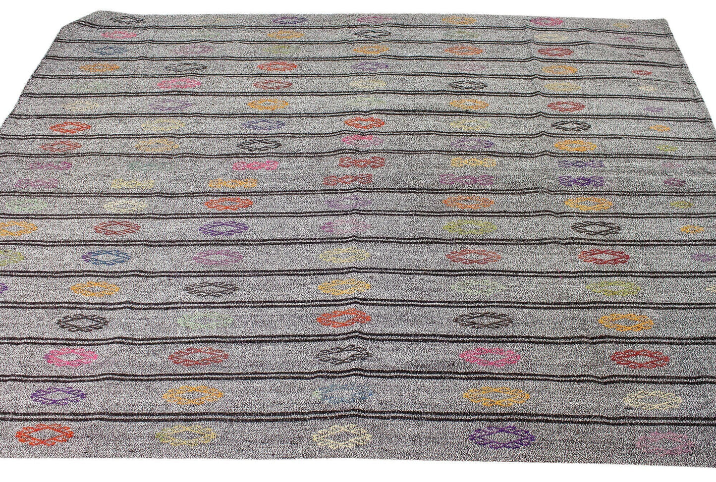 6x8 Gray Vintage Turkish Area Floor Kilim Rug, 6260
