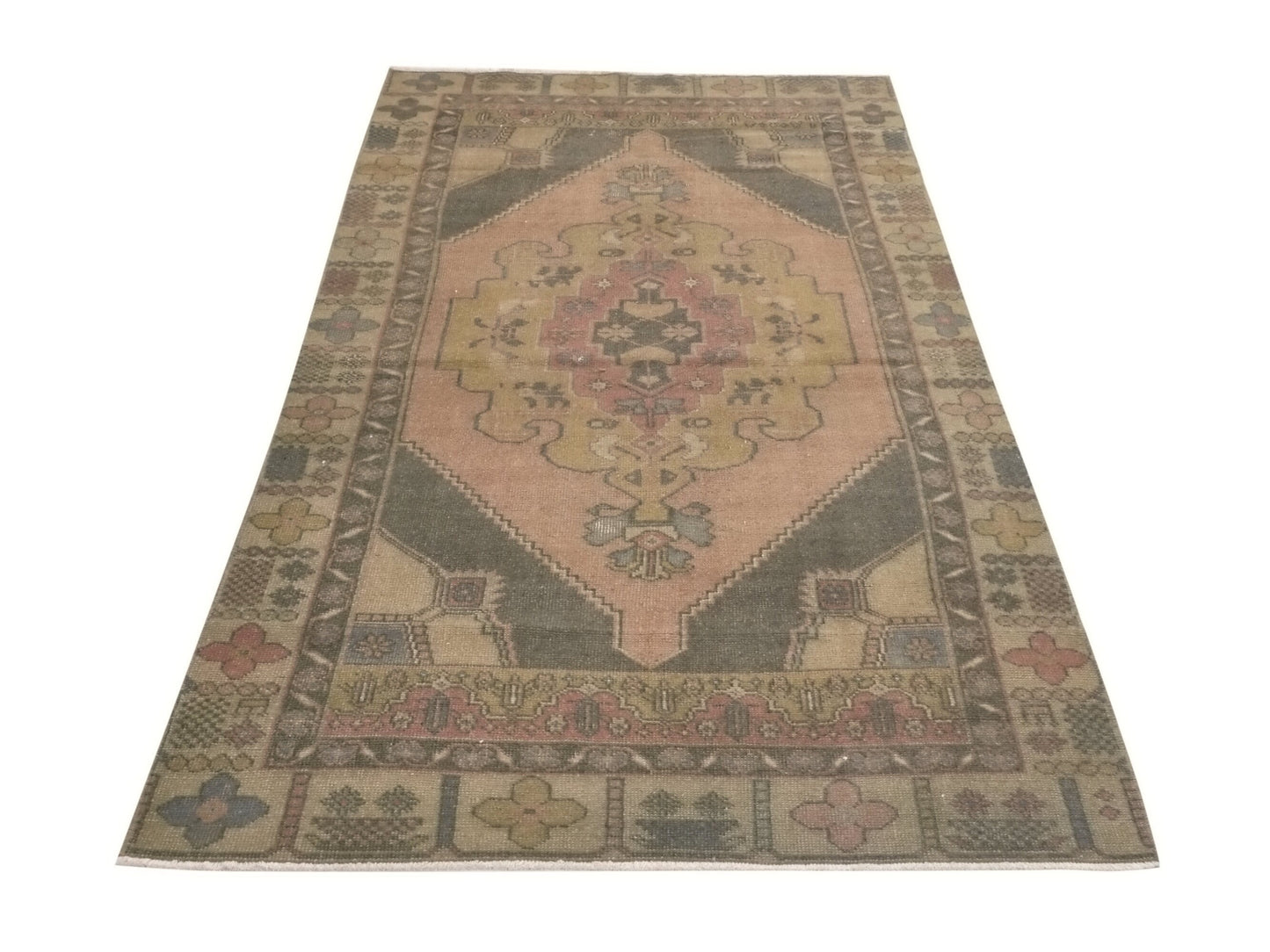 Vintage rug 4x8, Area rug 4x8, Entryway Turkish rug, Oushak Rug, One of a kind rug, Anatolian rug, Handmade rug, Oushak Carpet Rug 4x8, 8716