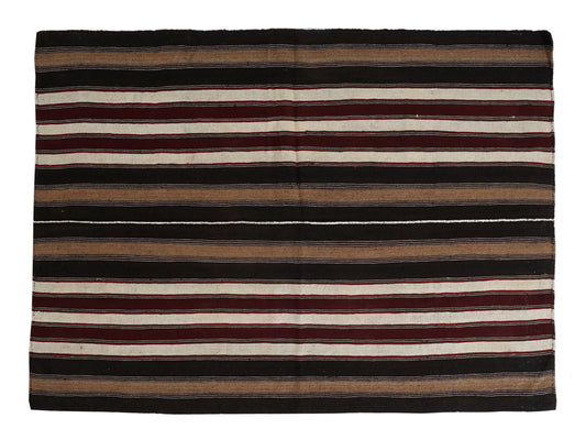 Turkish Vintage Kilim Rug, Handmade Antique Kilim Rug, Area Striped Kilim Rug, Living Room Rug, Kilim Rug 5x7, Goat Hair Rug, 12810