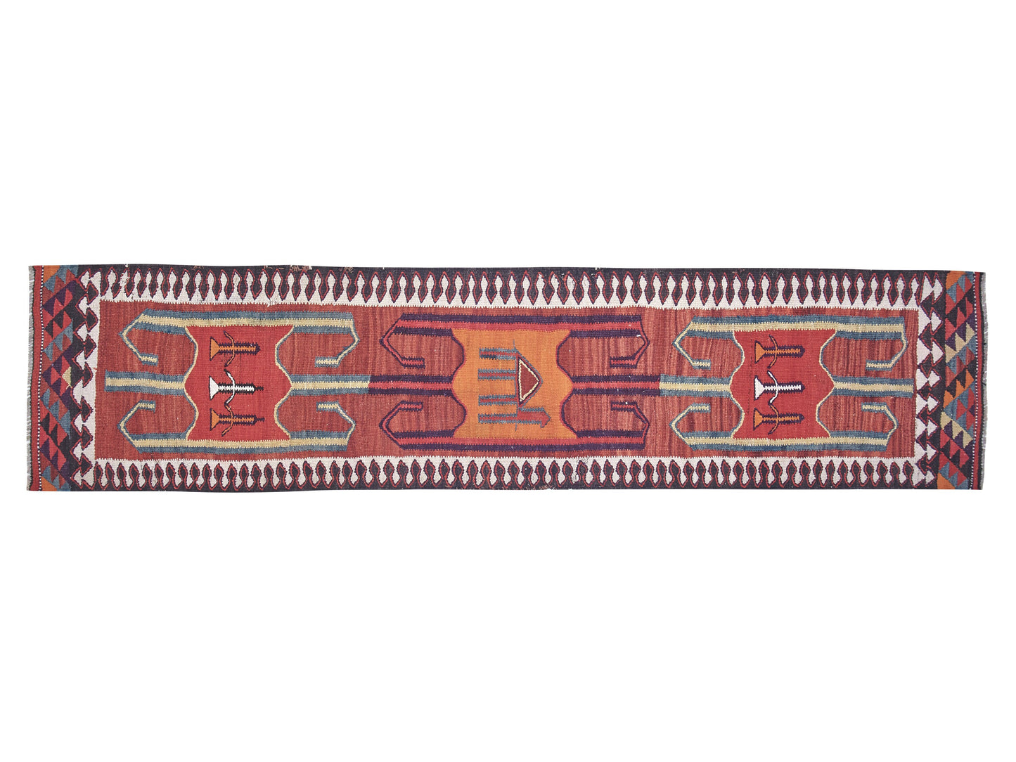 Oushak Handmade Runner Rug, Turkish Antique Runner Rug, Vintage Eclectic Runner Rug, Bohemian Rug, Kilim Runner Rug, Runner Rug 3x11, 11279