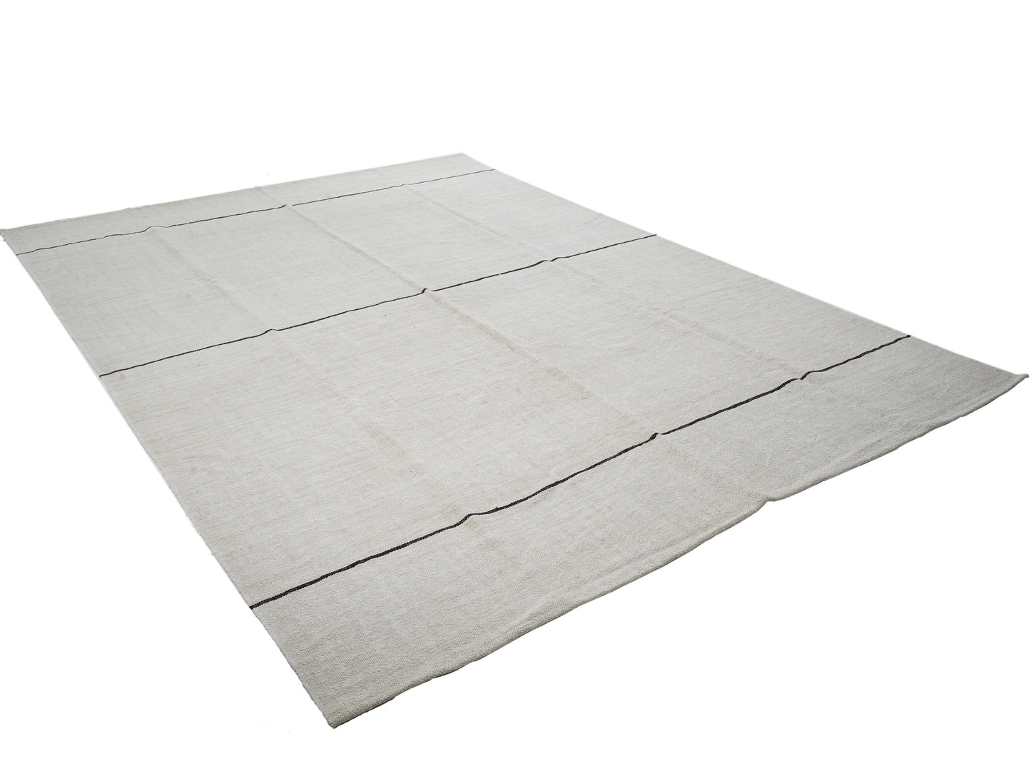 Turkish Vintage Kilim Rug, Handmade Striped Kilim Rug, Area Kilim Rug, White Hemp Rug, Oversize Rug, Large Rug, Kilim Rug 9x13, 12809