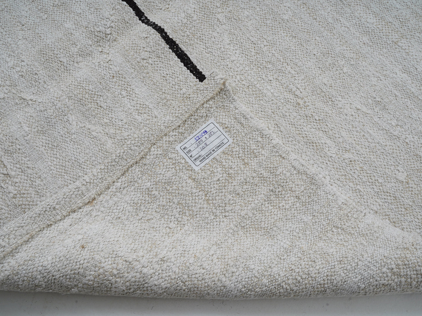 Turkish Vintage Kilim Rug, Handmade Striped Kilim Rug, Area Kilim Rug, White Hemp Rug, Oversize Rug, Large Rug, Kilim Rug 9x13, 12809
