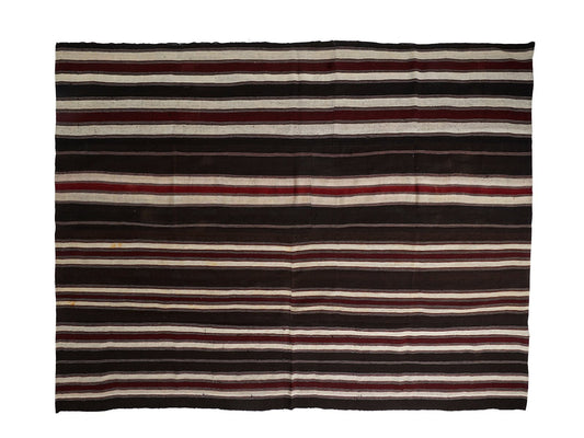 Vintage Handmade Kilim Rug, Turkish Striped Kilim Rug, Area Faded Kilim Rug, Office Rug, Goat Hair Rug, Oversize Rug, Kilim Rug 9x12, 12843