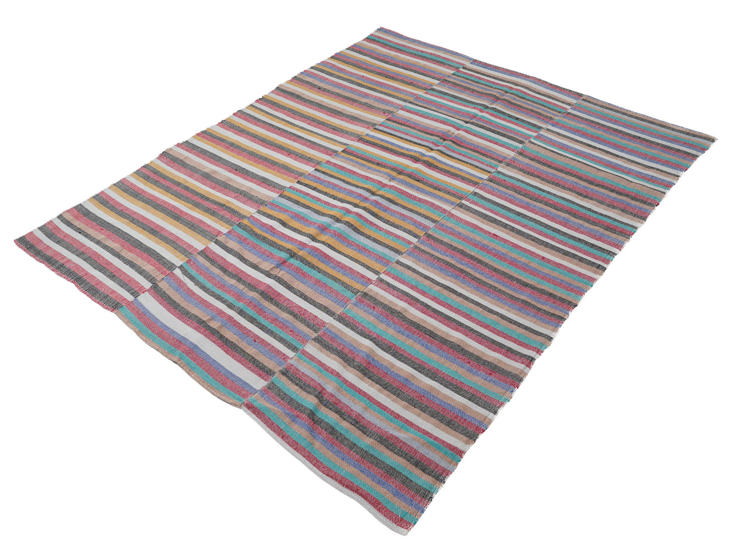 Vintage Striped Kilim Rug, Handmade Eclectic Kilim Rug, Turkish Flat Weave Kilim Rug, Area Kilim Rug, Bohemian Rug, Kilim Rug 7x8, 12895