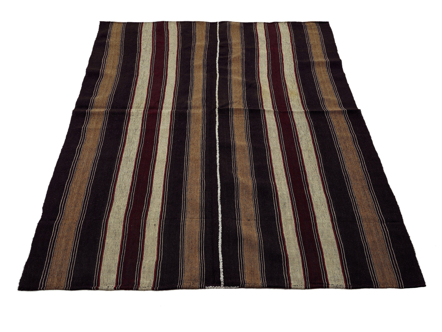 Goat Hair Rug, Area Antique Kilim Rug, Vintage Handmade Kilim Rug, Wool Rug, Turkish Striped Kilim Rug, Kilim Rug 5x7, Office Rug, 12809