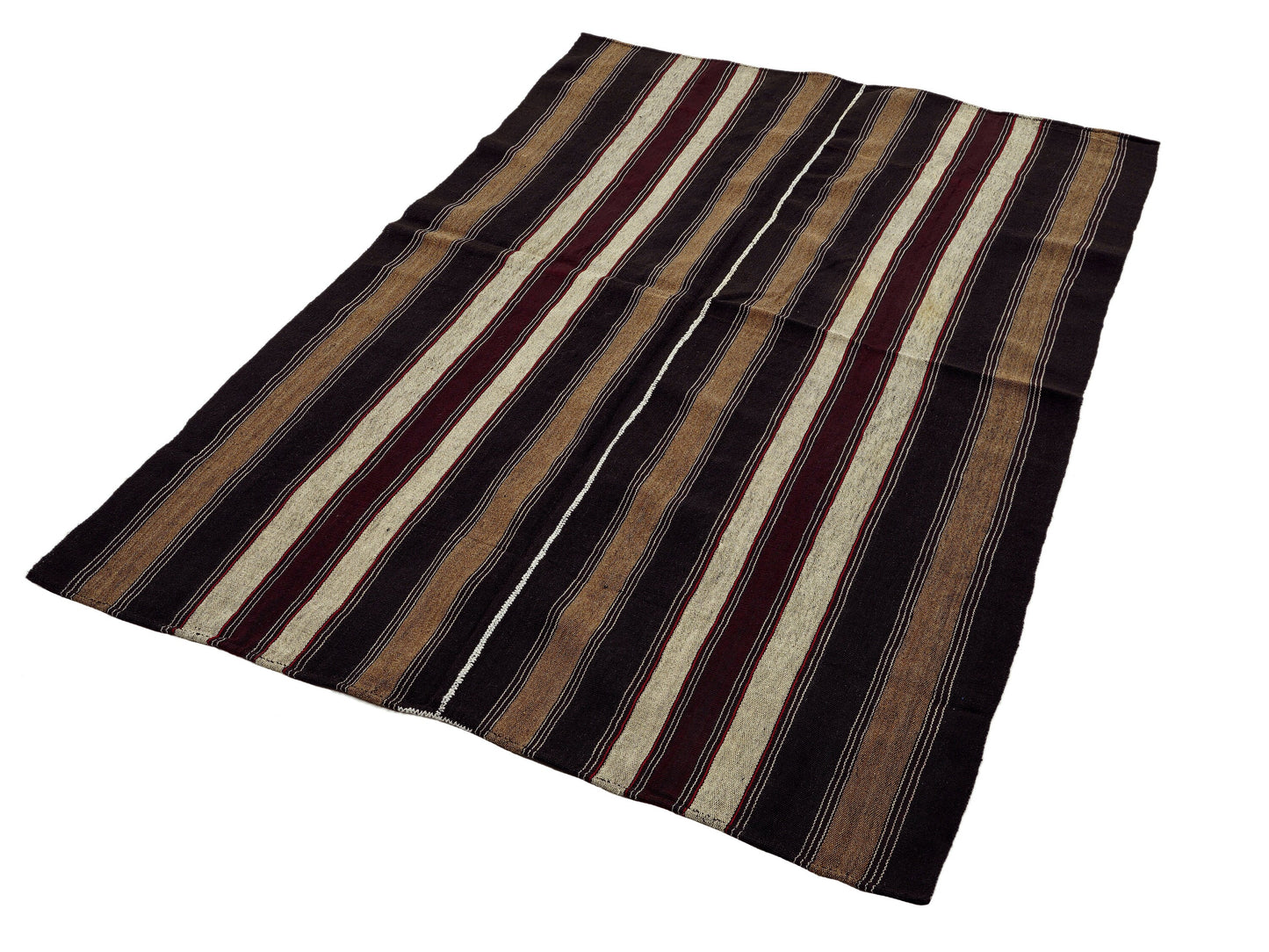 Goat Hair Rug, Area Antique Kilim Rug, Vintage Handmade Kilim Rug, Wool Rug, Turkish Striped Kilim Rug, Kilim Rug 5x7, Office Rug, 12809