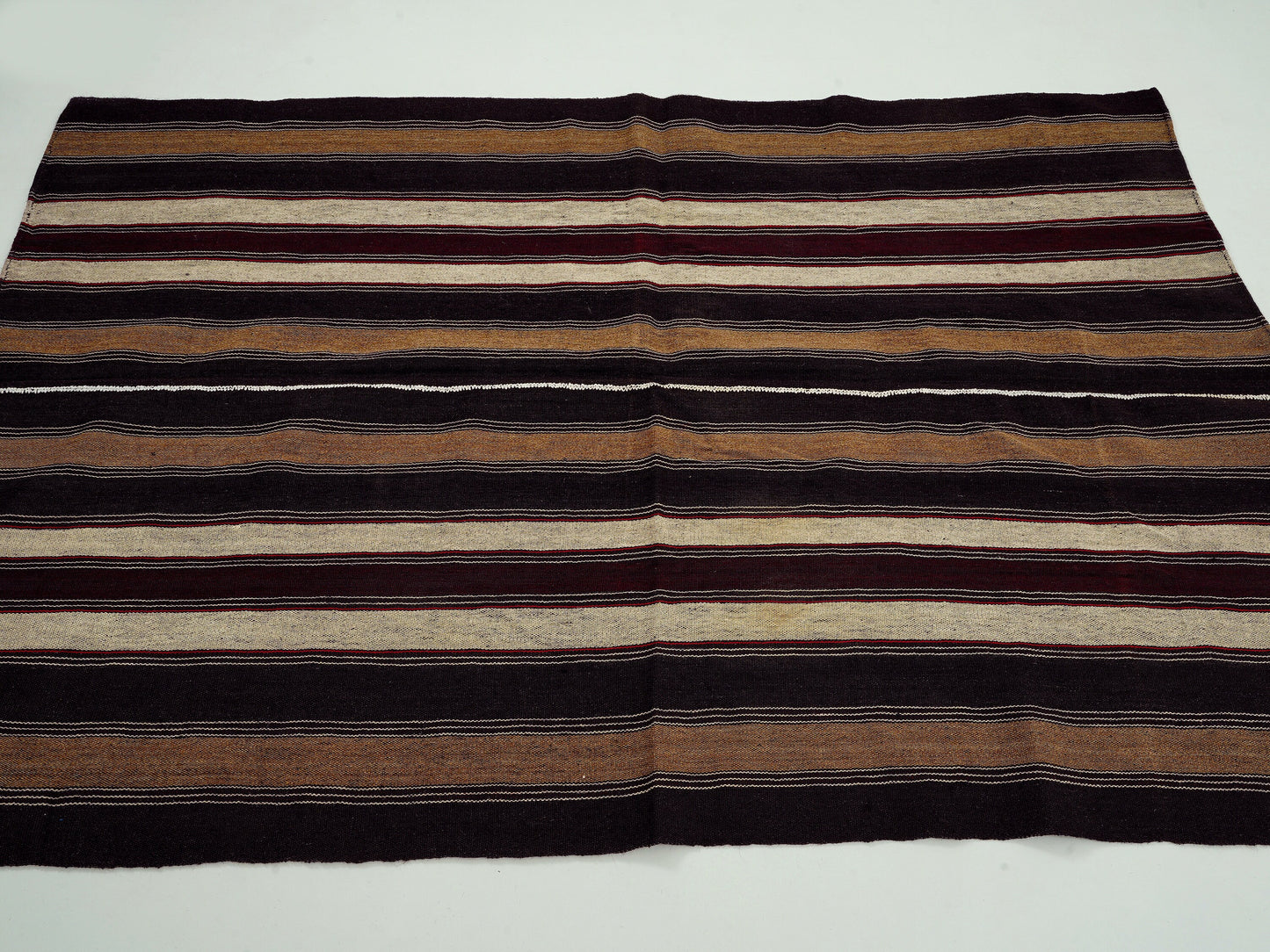 Goat Hair Rug, Area Antique Kilim Rug, Vintage Handmade Kilim Rug, Wool Rug, Turkish Striped Kilim Rug, Kilim Rug 5x7, Office Rug, 12809
