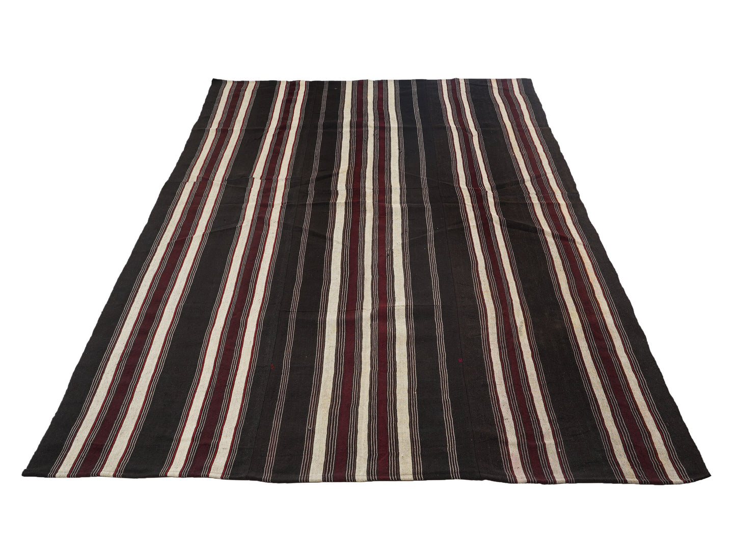 Handmade Kilim Rug, Turkish Flat Weave Kilim Rug, Vintage Striped Kilim Rug, Area Kilim Rug, Office Rug,Goat Hair Rug, Kilim Rug 7x12, 12802