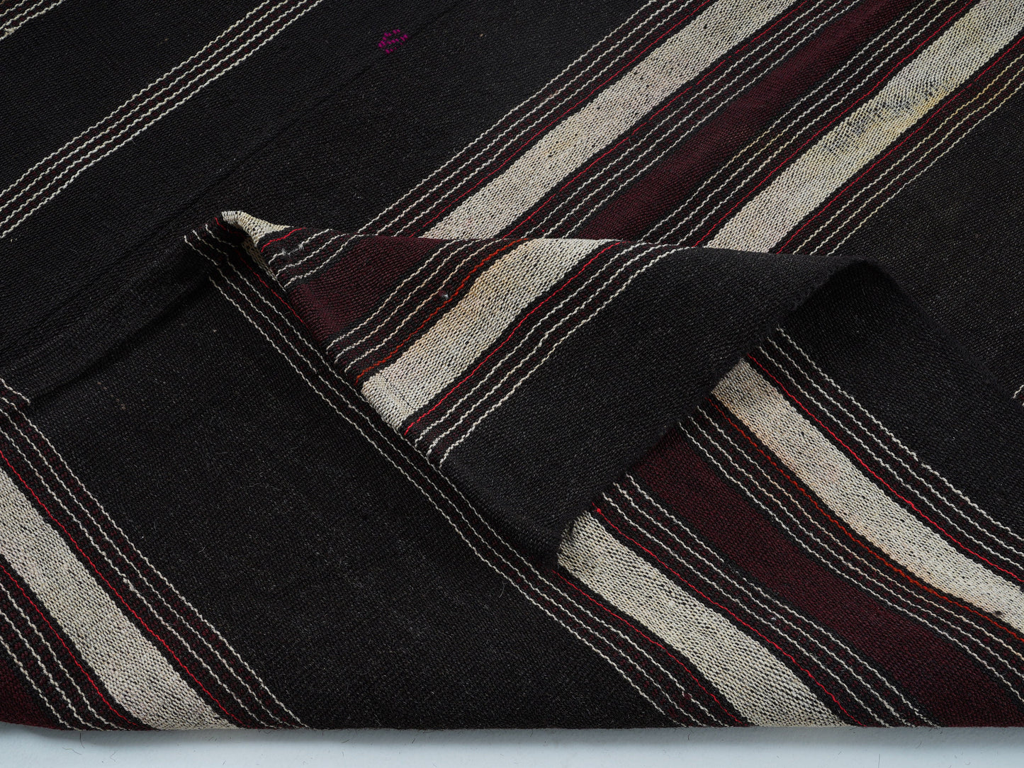 Handmade Kilim Rug, Turkish Flat Weave Kilim Rug, Vintage Striped Kilim Rug, Area Kilim Rug, Office Rug,Goat Hair Rug, Kilim Rug 7x12, 12802