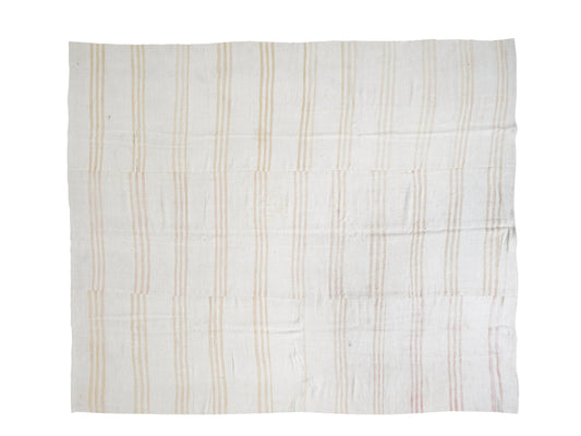 Turkish Striped Kilim Rug, Vintage Kilim Rug, Handmade Area Kilim Rug, Large Rug, White Hemp Rug, Kilim Rug 10x12, Oversize Rug, 12815