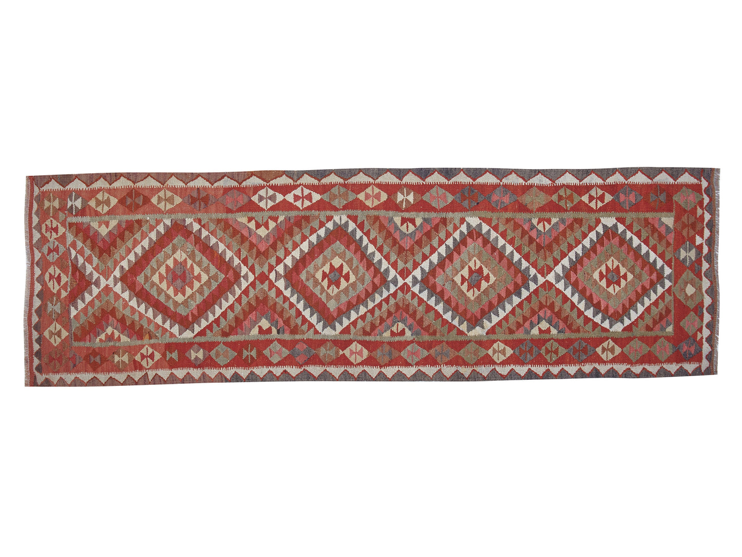 Kilim Runner Rug, Vintage Oushak Runner Rug, Handmade Eclectic Runner Rug, Anatolia Rug,Hallway Runner, Bohemian Rug, Runner Rug 3x10, 11308