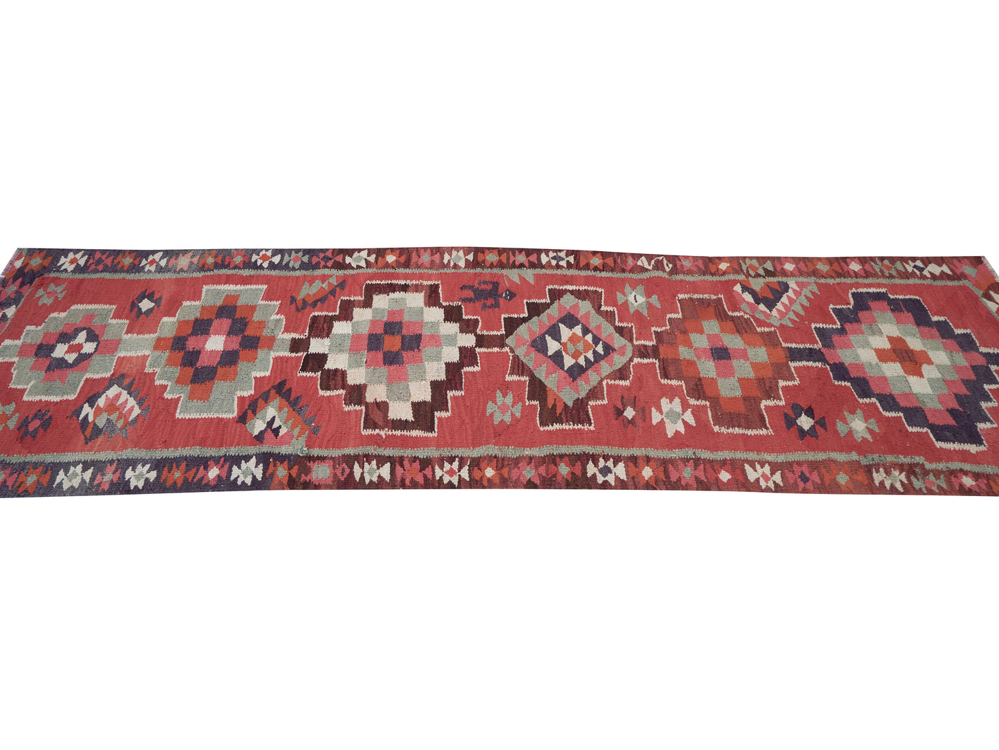 Rug Runner 3x10, Vintage Ouashak Runner Rug, Turkish Kilim Runner Rug, Hallway Runner, Anatolia Rug, Handmade Eclectic Runner Rug, 11305