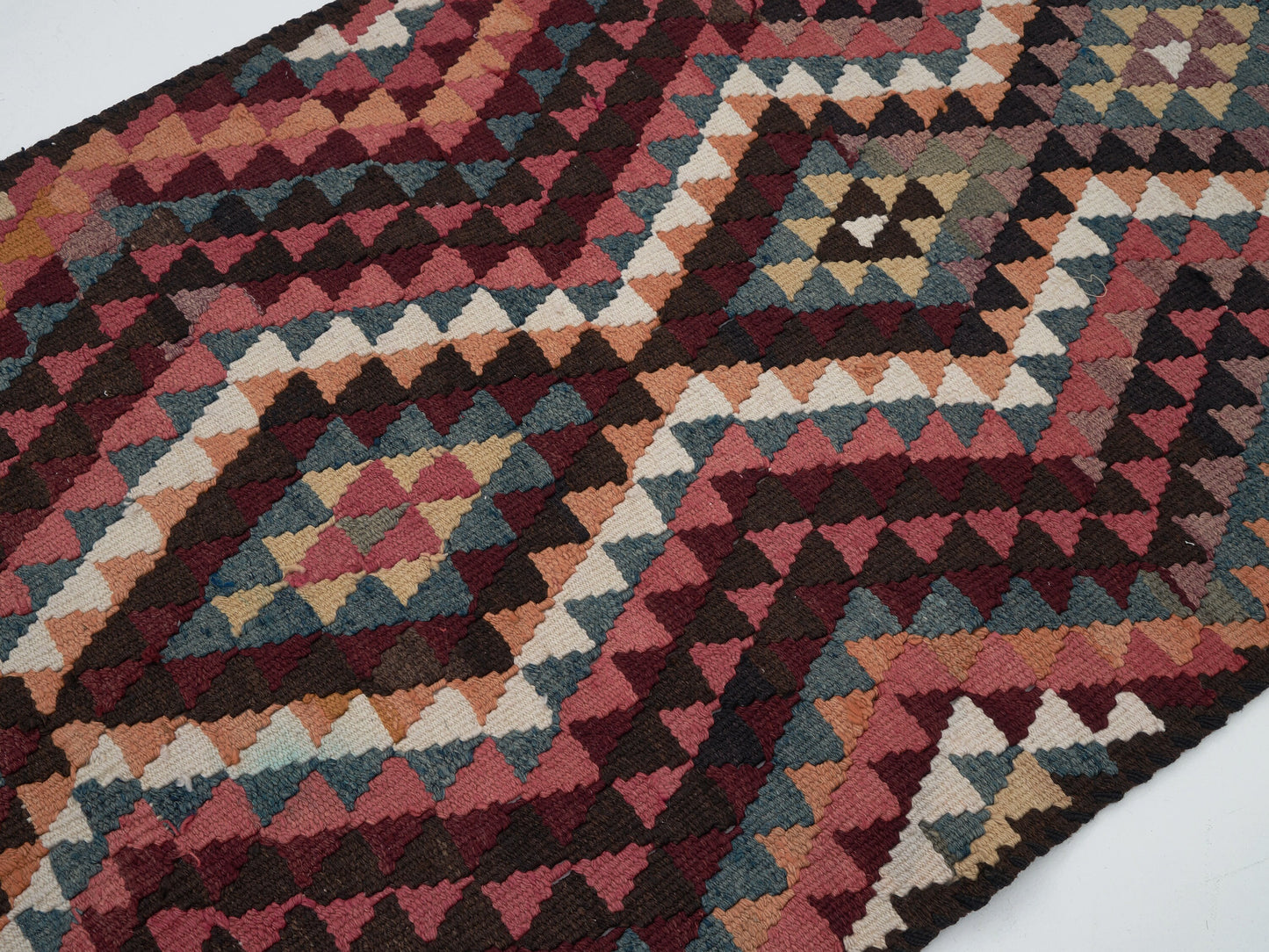 Turkish Vintage Runner Rug, Handmade Eclectic Runner Rug, Oushak Runner, Kilim Runner, Kitchen Runner, Bohemian Rug, Runner Rug 3x12, 11416
