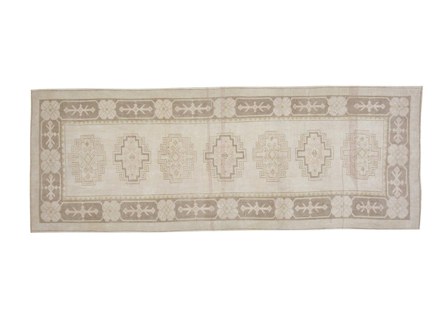 Vintage Oushak Runner Rug, Turkish Unique Runner Rug, Handmade Runner Rug, Carpet Runner,Neutral Rug, Hallway Runner, Rug Runner 4x10, 12516