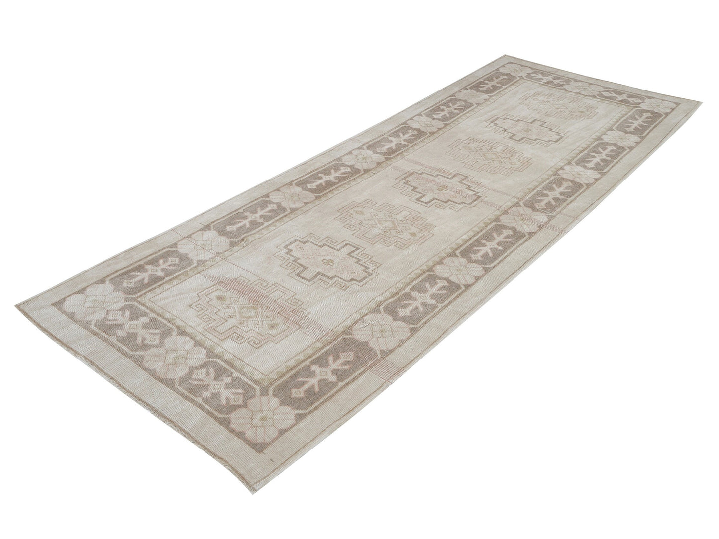 Vintage Oushak Runner Rug, Turkish Unique Runner Rug, Handmade Runner Rug, Carpet Runner,Neutral Rug, Hallway Runner, Rug Runner 4x10, 12516