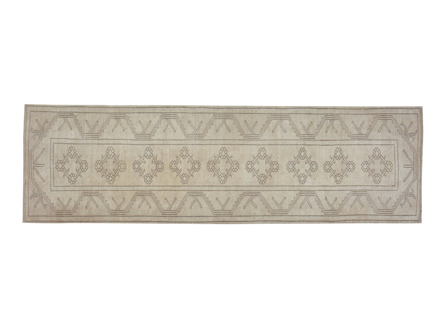 Vintage Oushak Runner Rug, Turkish Unique Runner Rug, Handmade Runner Rug, Carpet Runner,Neutral Rug, Hallway Runner, Rug Runner 4x10, 12516