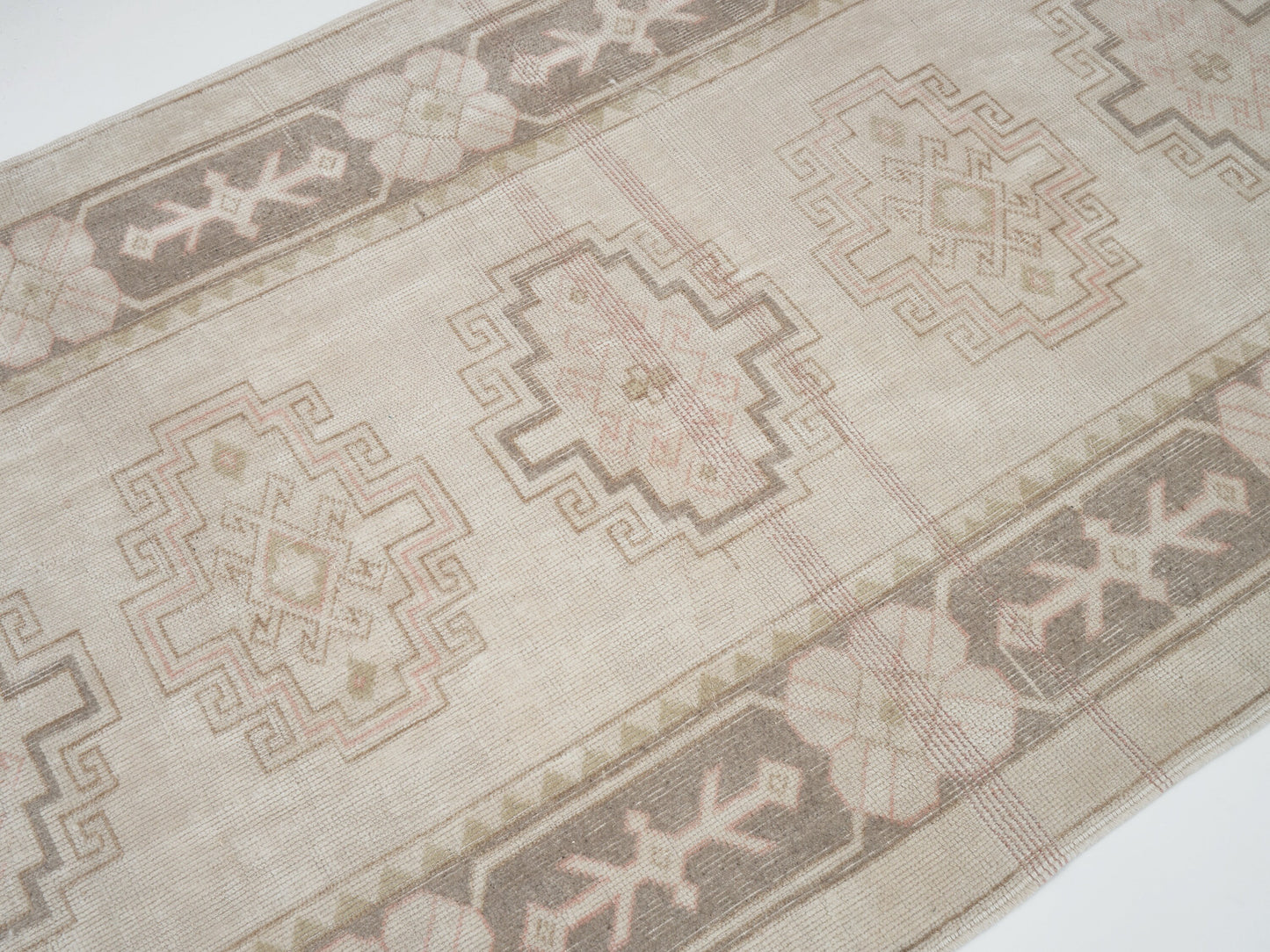 Vintage Oushak Runner Rug, Turkish Unique Runner Rug, Handmade Runner Rug, Carpet Runner,Neutral Rug, Hallway Runner, Rug Runner 4x10, 12516
