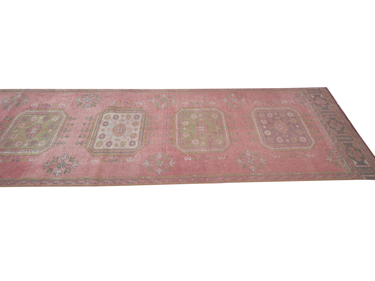 Oushak Handmade Runner Rug, Turkish Eclectic Runner Rug, Vintage Runner Rug, Bohemian Rug,Carpet Runner, Long Runner, Rug Runner 4x11, 12469