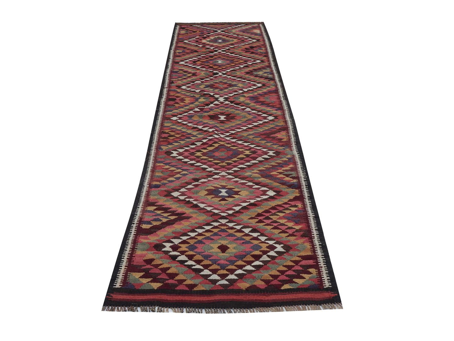 Turkish Oushak Runner Rug, Handmade Eclectic Runner Rug, Vintage Runner, Bohemian Rug, Kitchen Runner, Kilim Runner, Runner Rug 3x12, 11433