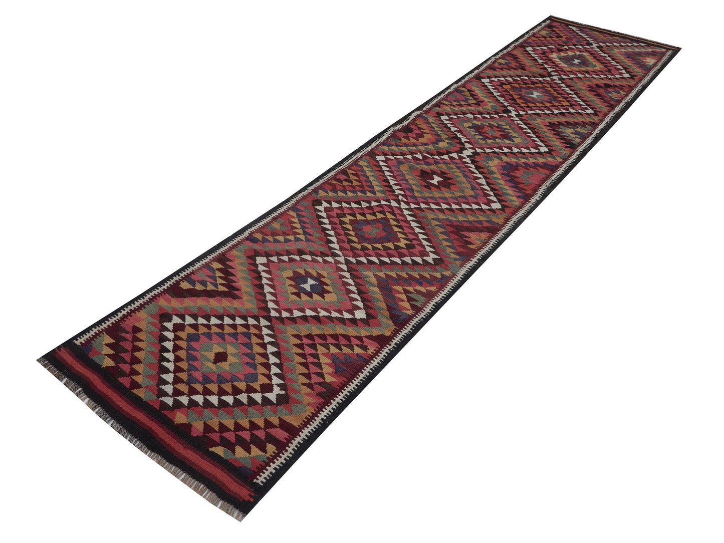 Turkish Oushak Runner Rug, Handmade Eclectic Runner Rug, Vintage Runner, Bohemian Rug, Kitchen Runner, Kilim Runner, Runner Rug 3x12, 11433