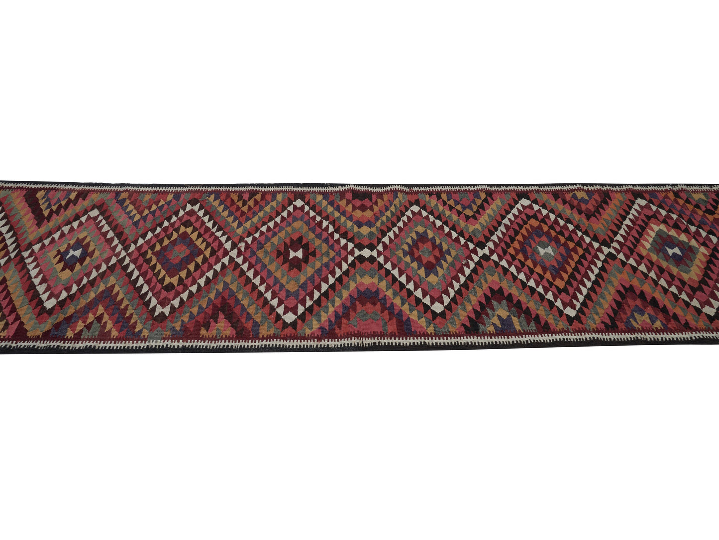 Turkish Oushak Runner Rug, Handmade Eclectic Runner Rug, Vintage Runner, Bohemian Rug, Kitchen Runner, Kilim Runner, Runner Rug 3x12, 11433