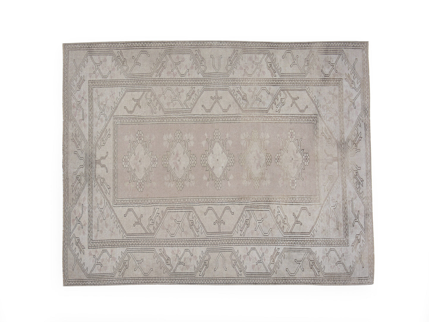 Oushak Area Rug, Turkish Vintage Antique Rug, Handmade Faded Rug, Beige Rug, Turkey Rug, Scandinavian Rug, Vintage Carpet, Rug 6x7, 12437