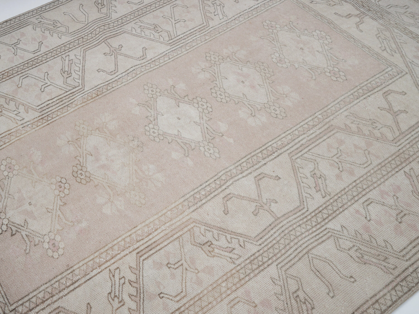 Oushak Area Rug, Turkish Vintage Antique Rug, Handmade Faded Rug, Beige Rug, Turkey Rug, Scandinavian Rug, Vintage Carpet, Rug 6x7, 12437