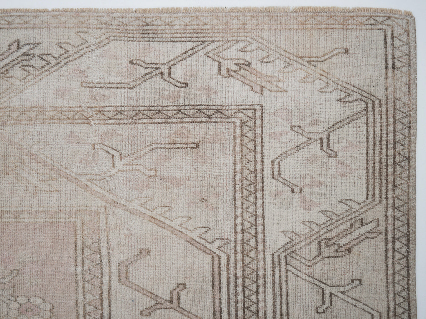 Oushak Area Rug, Turkish Vintage Antique Rug, Handmade Faded Rug, Beige Rug, Turkey Rug, Scandinavian Rug, Vintage Carpet, Rug 6x7, 12437