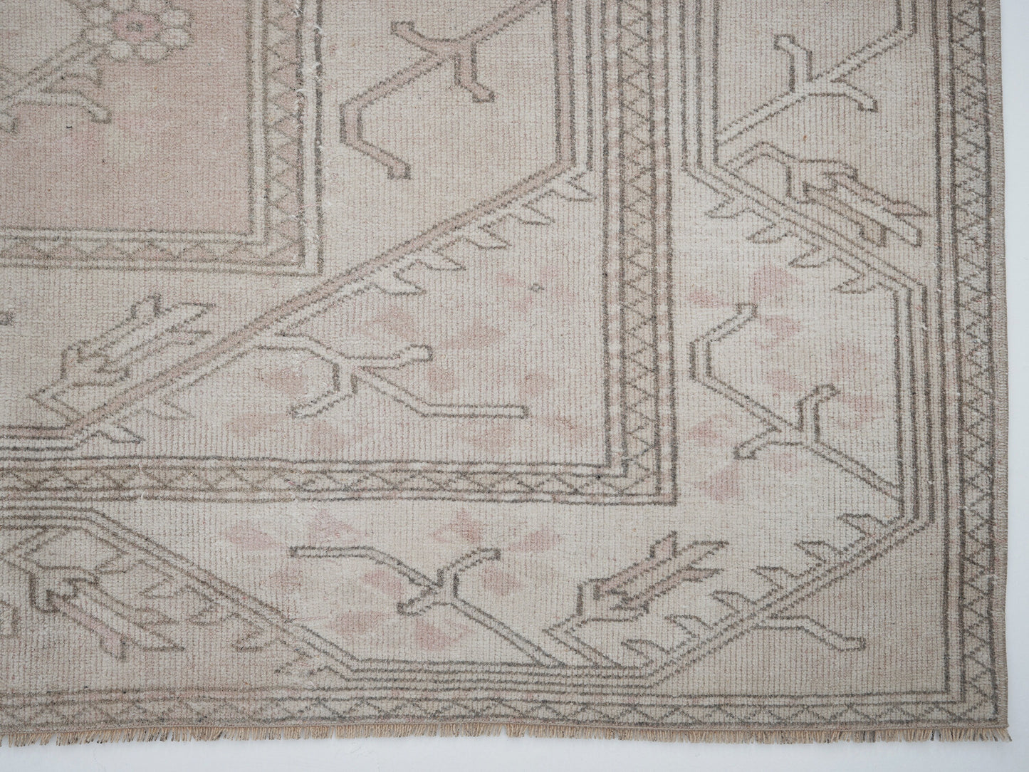 Oushak Area Rug, Turkish Vintage Antique Rug, Handmade Faded Rug, Beige Rug, Turkey Rug, Scandinavian Rug, Vintage Carpet, Rug 6x7, 12437