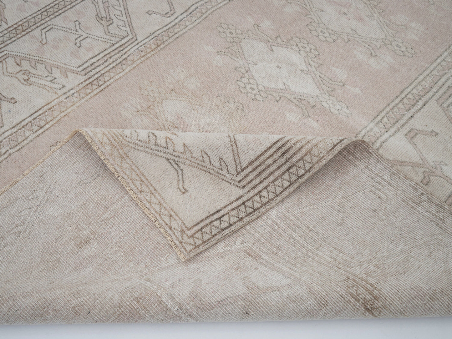 Oushak Area Rug, Turkish Vintage Antique Rug, Handmade Faded Rug, Beige Rug, Turkey Rug, Scandinavian Rug, Vintage Carpet, Rug 6x7, 12437