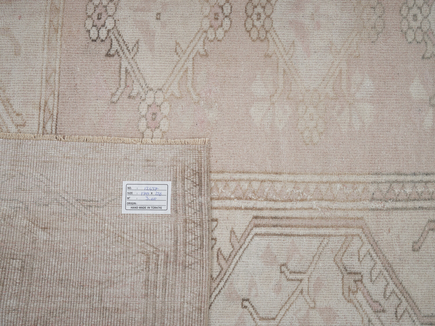 Oushak Area Rug, Turkish Vintage Antique Rug, Handmade Faded Rug, Beige Rug, Turkey Rug, Scandinavian Rug, Vintage Carpet, Rug 6x7, 12437