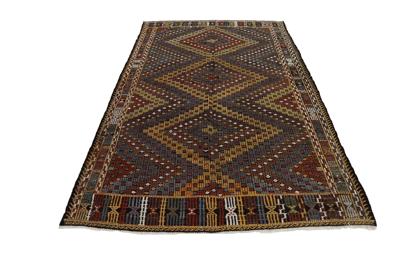 Blue Turkish Kilim, Vintage Kilim, Handmade Plaid Area Rug, Turkish Rug, Rug Kilim, Living Room Rug, Turkish Kilim Rug, Kilim Rug 6x9, 8054