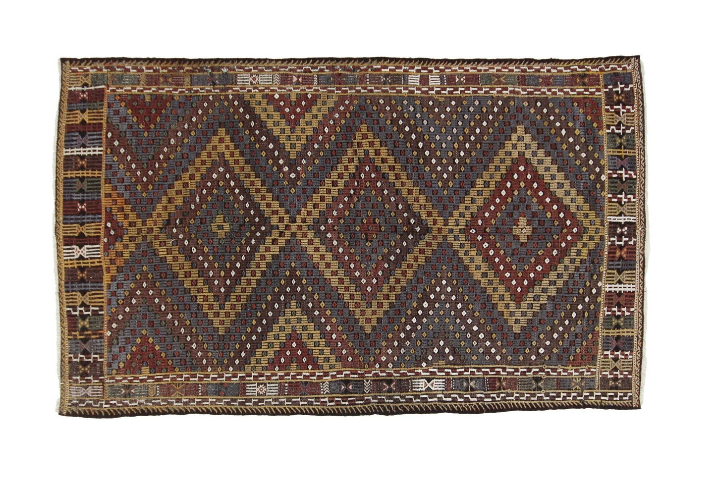 Blue Turkish Kilim, Vintage Kilim, Handmade Plaid Area Rug, Turkish Rug, Rug Kilim, Living Room Rug, Turkish Kilim Rug, Kilim Rug 6x9, 8054