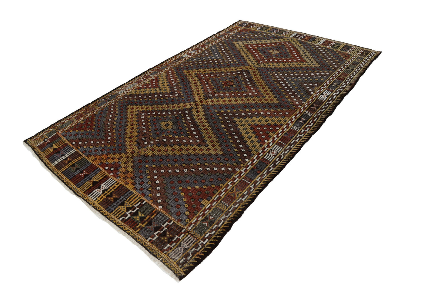 Blue Turkish Kilim, Vintage Kilim, Handmade Plaid Area Rug, Turkish Rug, Rug Kilim, Living Room Rug, Turkish Kilim Rug, Kilim Rug 6x9, 8054
