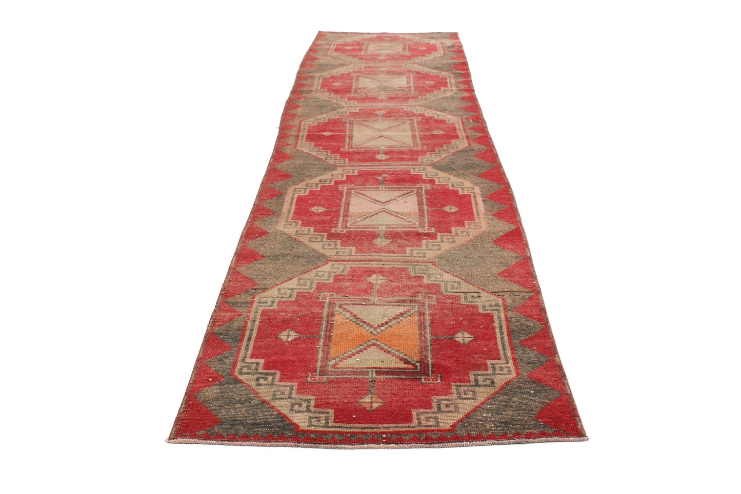 Turkish Vintage Oushak Runner Rug, 3x12 Rug Runner, Carpet Runner, Mid Century rug, Boho Rug, Shabby Chic,5955