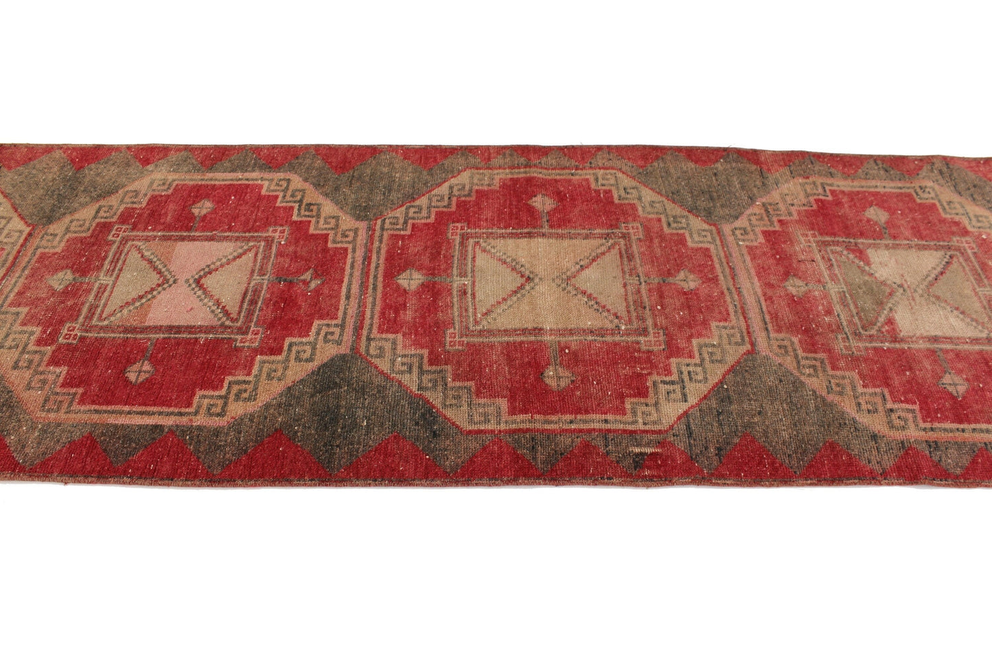 Turkish Vintage Oushak Runner Rug, 3x12 Rug Runner, Carpet Runner, Mid Century rug, Boho Rug, Shabby Chic,5955