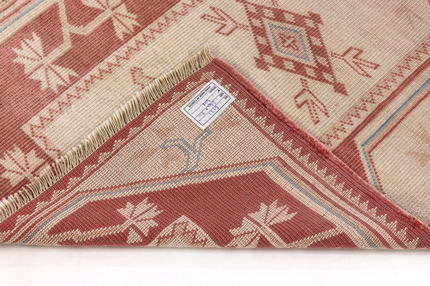 Turkish Rug Orange Beige 3x9, Hallway Kitchen Rug, Carpet Runner, Turkish Vintage Oushak Runner, Boho, 6131