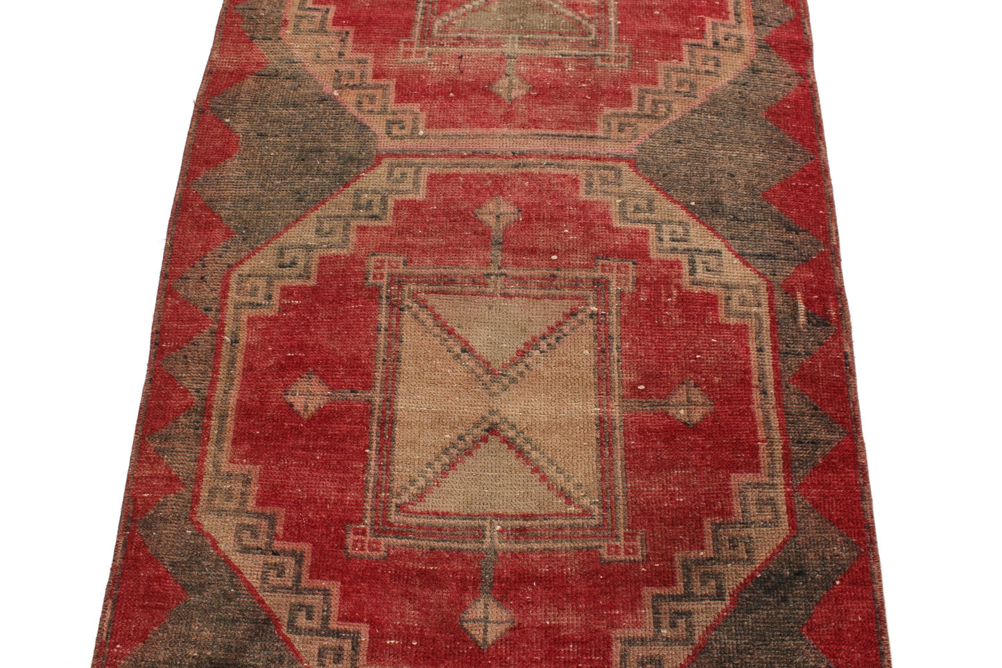 Turkish Vintage Oushak Runner Rug, 3x12 Rug Runner, Carpet Runner, Mid Century rug, Boho Rug, Shabby Chic,5955